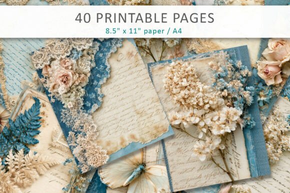 Download Vintage Shabby Chic Junk Journal Pages - Junk journal page Collection