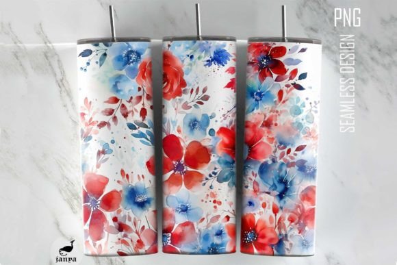 Download 4th of July Flowers Watercolor Tumbler 1 - 4th of july Collection