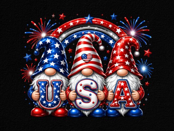 Download Patriotic USA Gnomes 4th of July PNG - 4th of july Collection