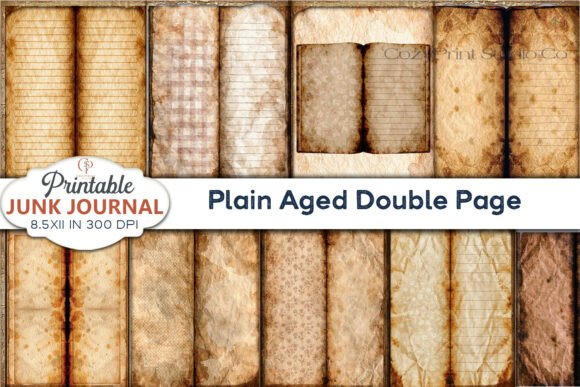 Download Plain Aged Double Page Junk Journal Page - Premium Resources