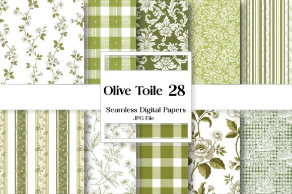 Download Olive Toile Digital Paper Pack, Vintage - Digital paper pack Collection