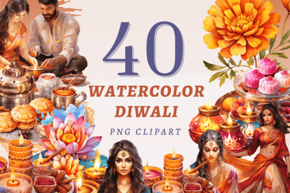Download Watercolor Diwali PNG Bundle - Diwali Collection