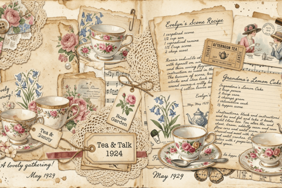 Download Vintage Sewing Collage Junk Journal Page - Junk journal page Collection
