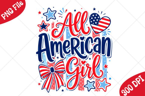 Download All American Girl Preppy 4th of July PNG - 4th of july Collection