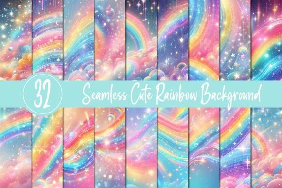 Download Seamless Cute Rainbow Digital Paper Pack - Digital paper pack Collection