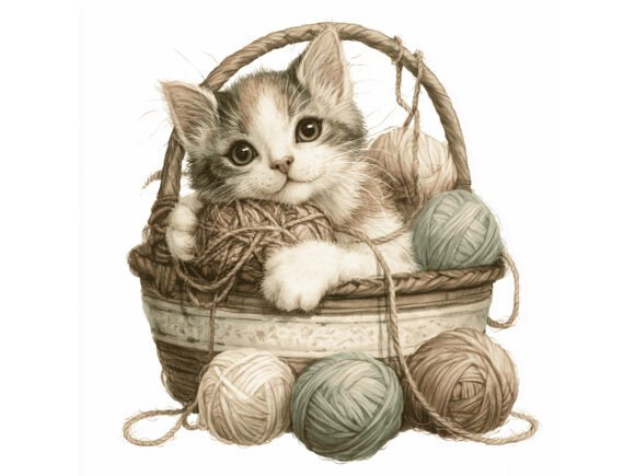 Download 12 JPG Cute Kitten Yarn Basket Set - Premium Resources