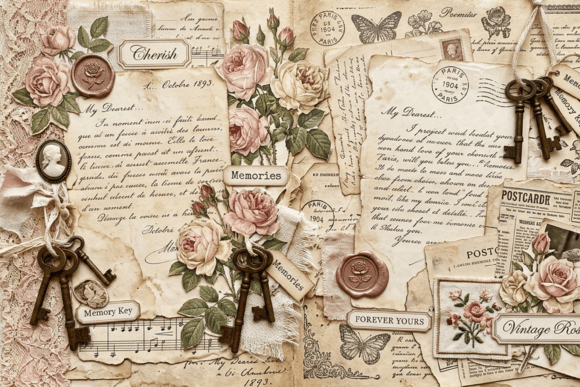 Download Vintage Nature Sketch Junk Journal Page - Junk journal page Collection