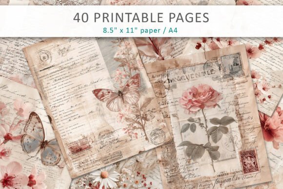 Download Shabby Chic Junk Journal Pages - Junk journal page Collection