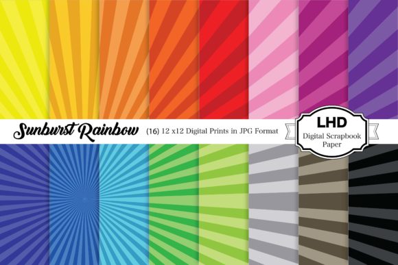 Download Sunburst Rainbow Digital Paper Pack - Digital paper pack Collection